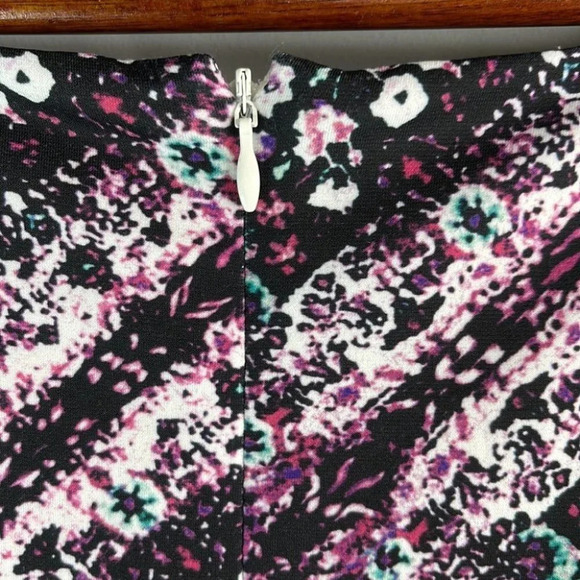 TAHARI Floral Dress Pink Black Geometric Print Ruched Midi Long  Sleeve Size L - Picture 8 of 13